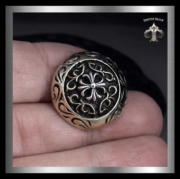 Sterling Silver Bronze Templar Cross Biker Concho