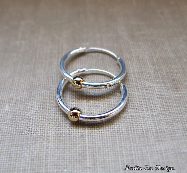 Sterling Silver Earrings with 14K Gold Filled Bead