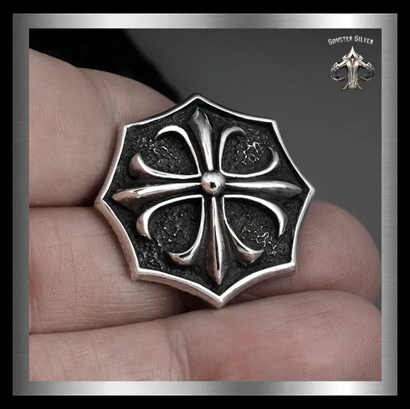 Sterling Silver Medieval Iron Surfer Cross Concho