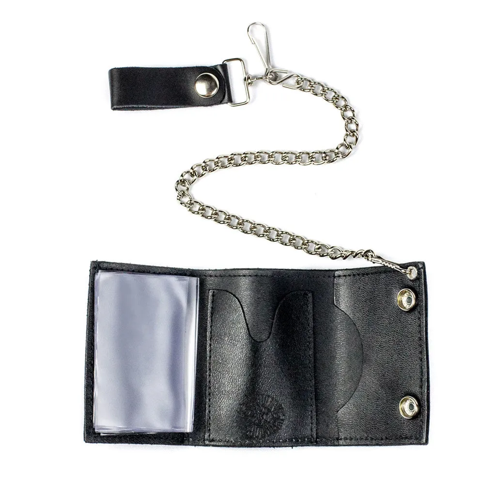 tc304-40s  Tri-Fold Wallet w/ Chain- Silver Eagle Head