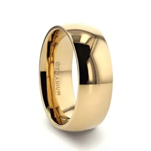 Thorsten VANNA Traditional Domed Gold Plated Titanium Wedding Ring - 8mm