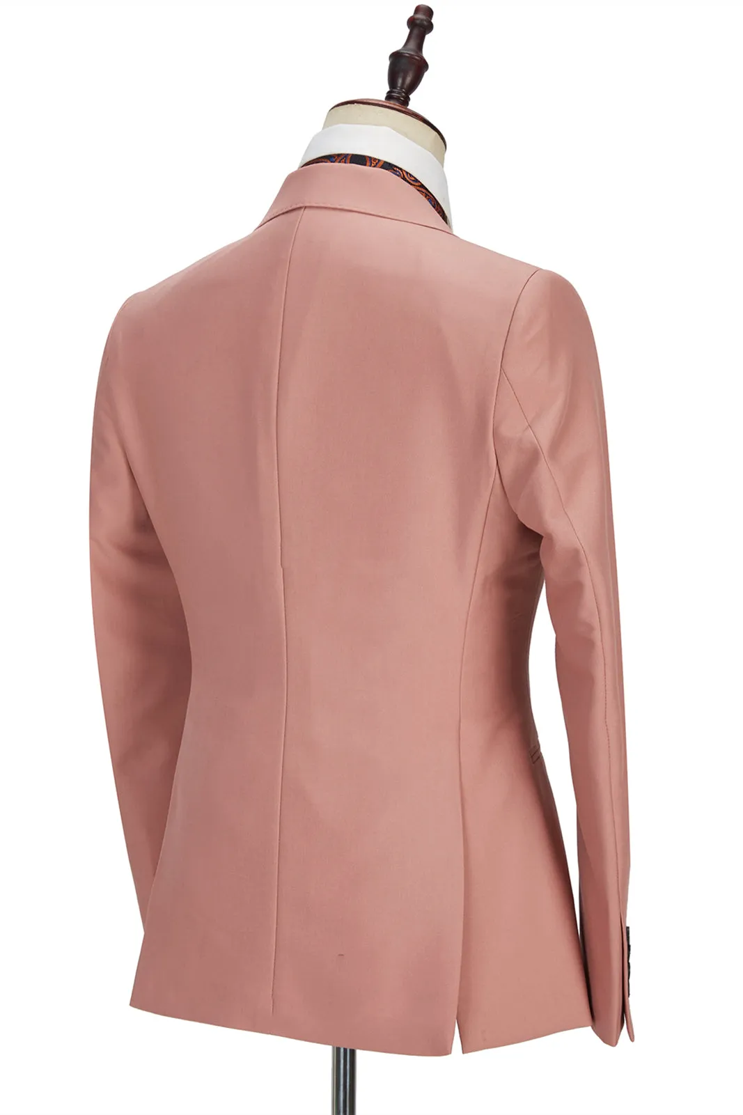 Three-piece Coral Pink Two Buttons Peak Lapel Custom design Men Suit