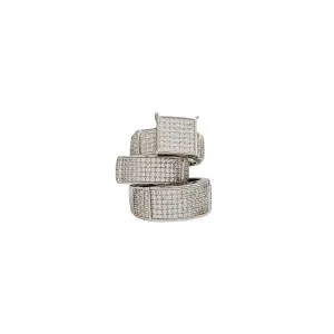 Three-Pieces Cubic Zirconia Engagement Ring (Silver)