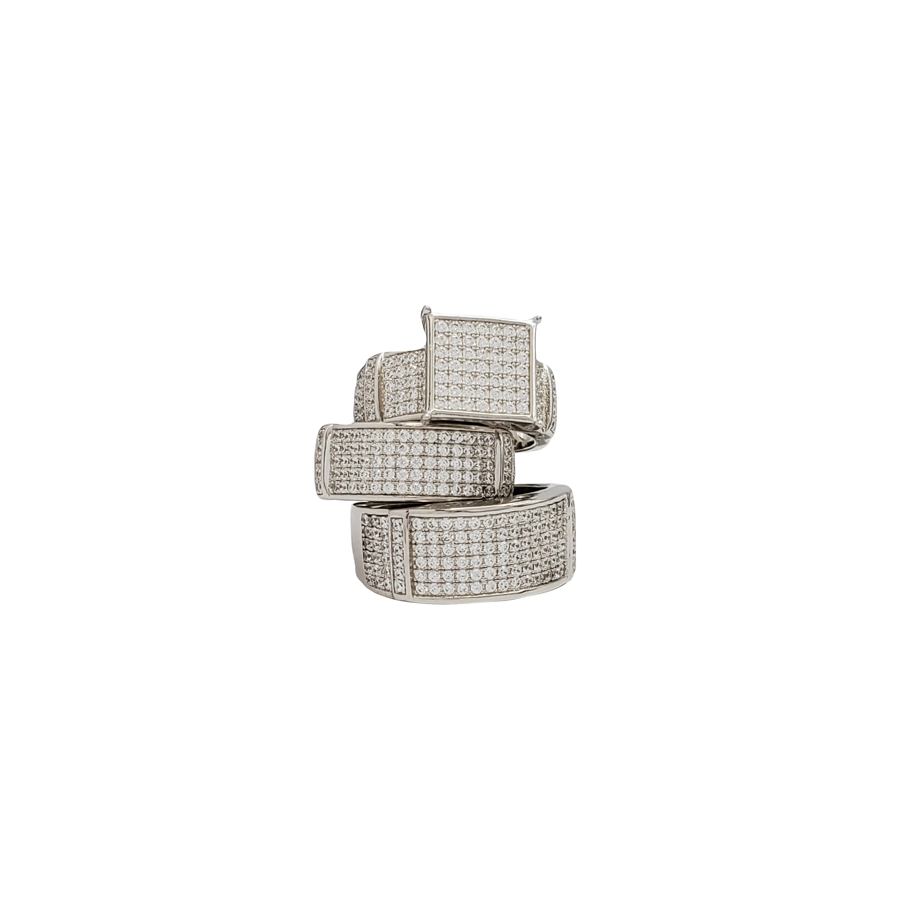 Three-Pieces Cubic Zirconia Engagement Ring (Silver)
