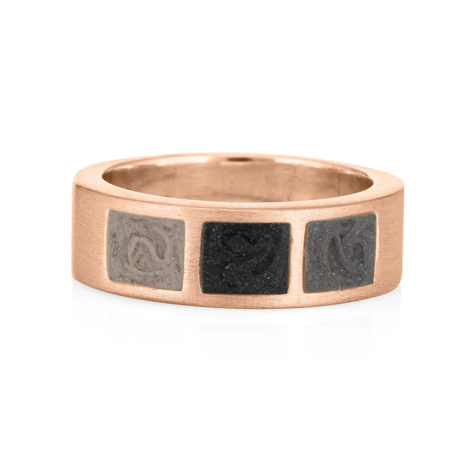 Three Setting Classic Band Cremation Ring in 14K Rose Gold