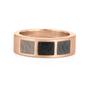 Three Setting Classic Band Cremation Ring in 14K Rose Gold