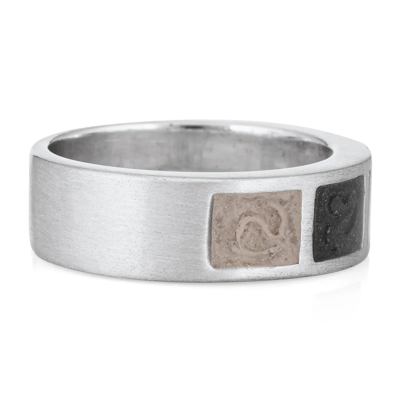 Three Setting Classic Band Cremation Ring in 14K White Gold