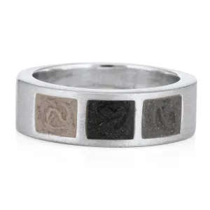 Three Setting Classic Band Cremation Ring in 14K White Gold