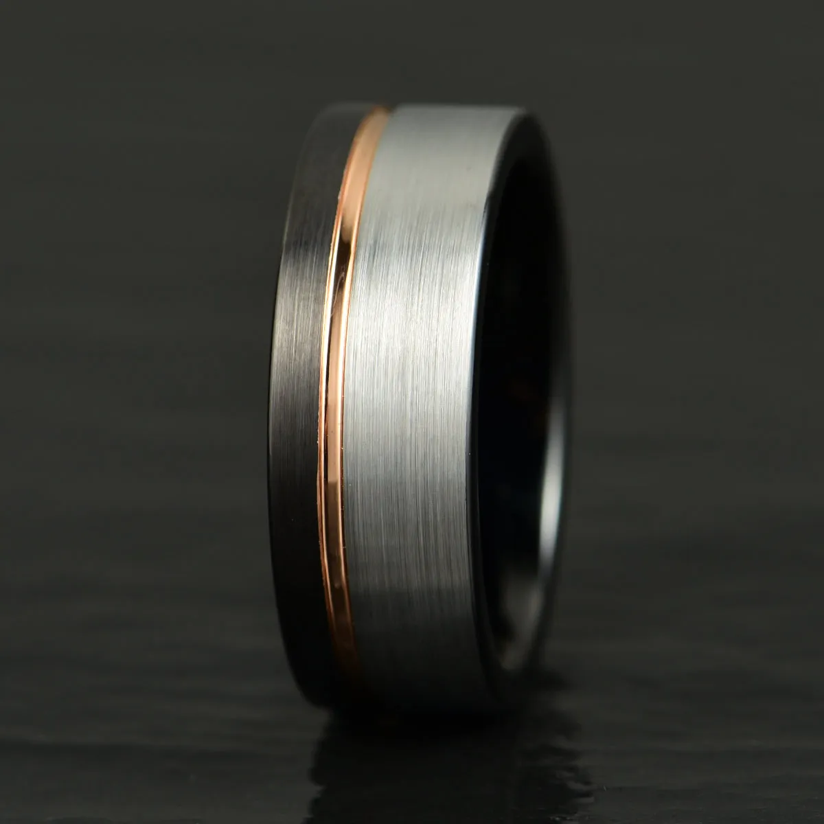 Three Tone Tungsten Men's Wedding Band 8MM
