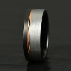 Three Tone Tungsten Men's Wedding Band 8MM