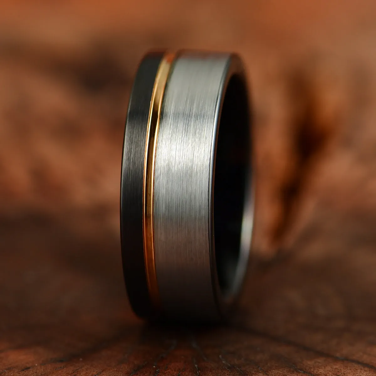 Three Tone Tungsten Men's Wedding Band 8MM