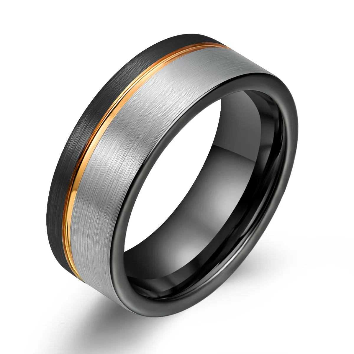 Three Tone Tungsten Men's Wedding Band 8MM