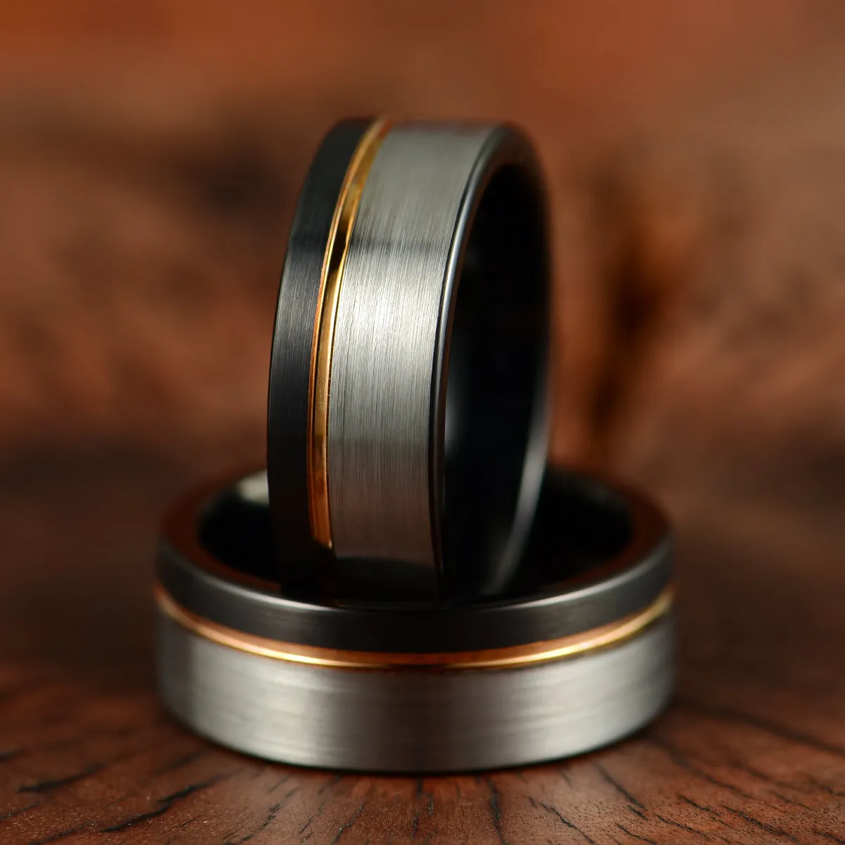 Three Tone Tungsten Men's Wedding Band 8MM