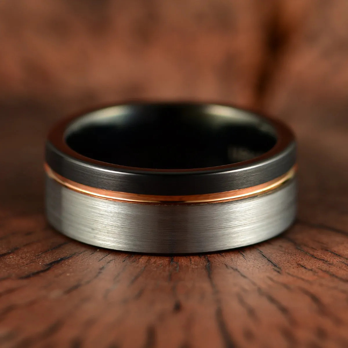Three Tone Tungsten Men's Wedding Band 8MM