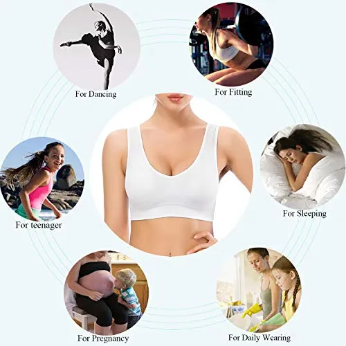 TOBWIZU Sports Bras for Women,Seamless Sleep Bra with Removable Pads Yoga Gym Activity Everyday Wear