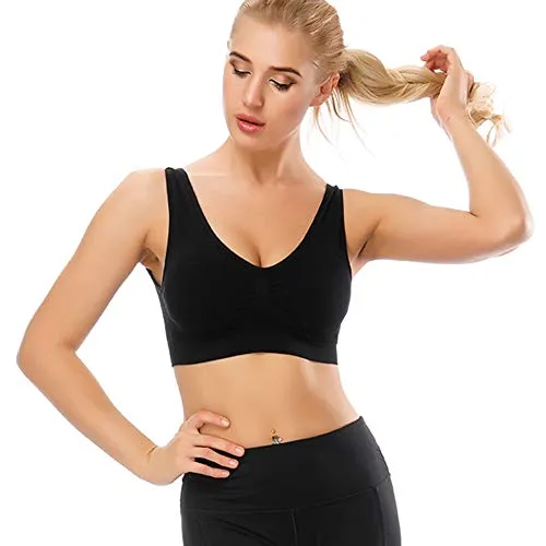 TOBWIZU Sports Bras for Women,Seamless Sleep Bra with Removable Pads Yoga Gym Activity Everyday Wear