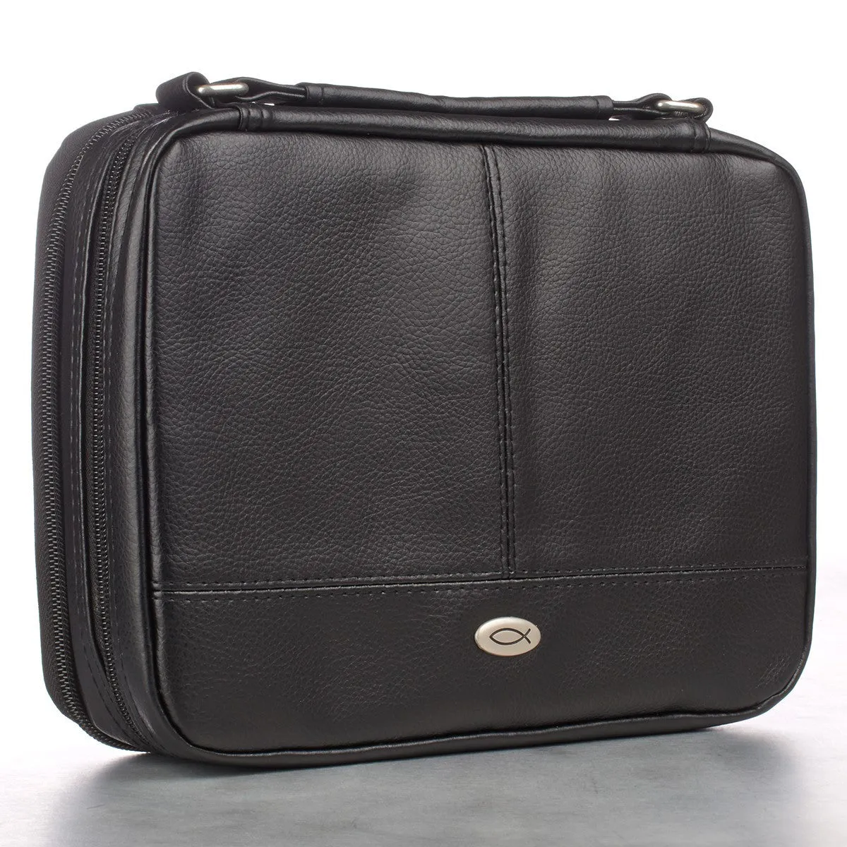 Two-fold Black Faux Leather Organizer Bible Cover Extra small