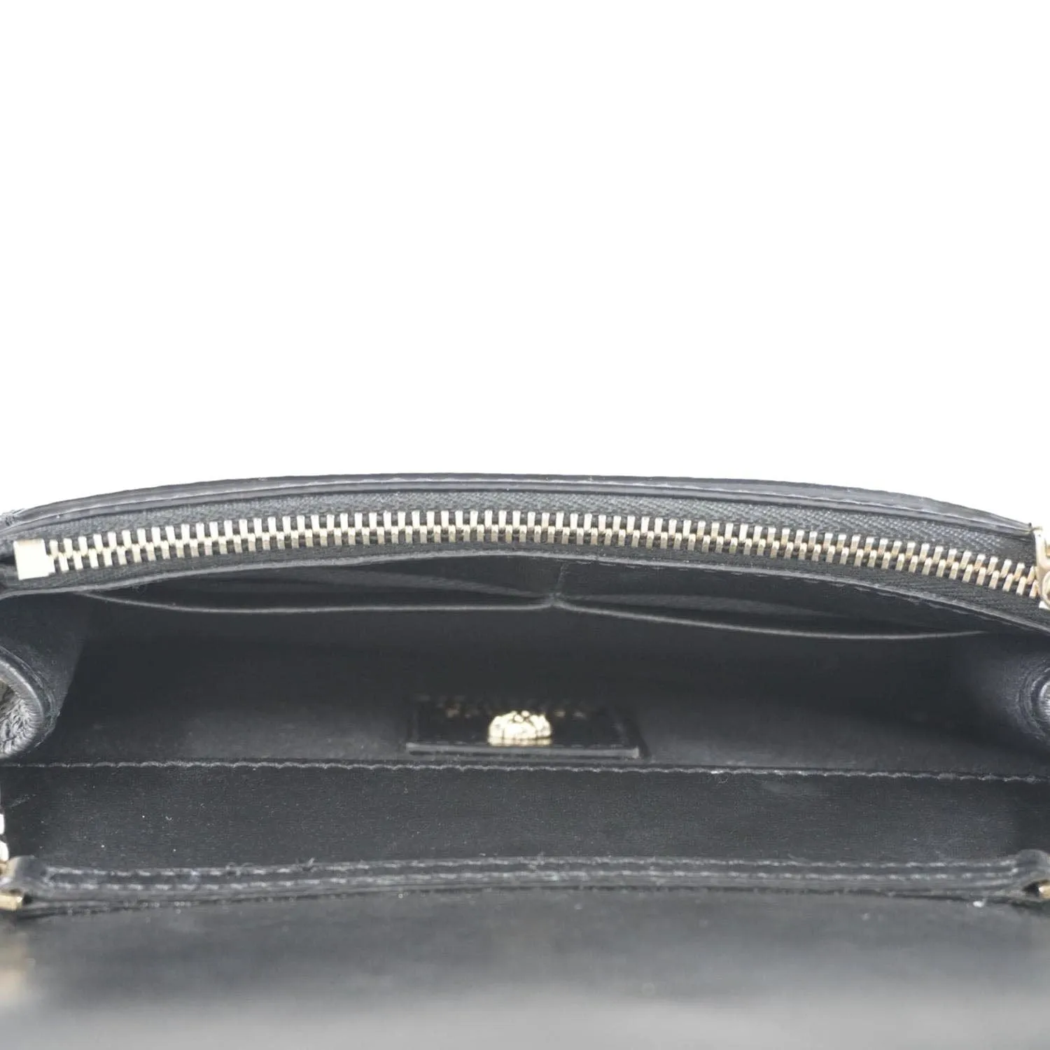 VERSACE Medusa Evening Grained Calfskin Clutch Crossbody Bag Black