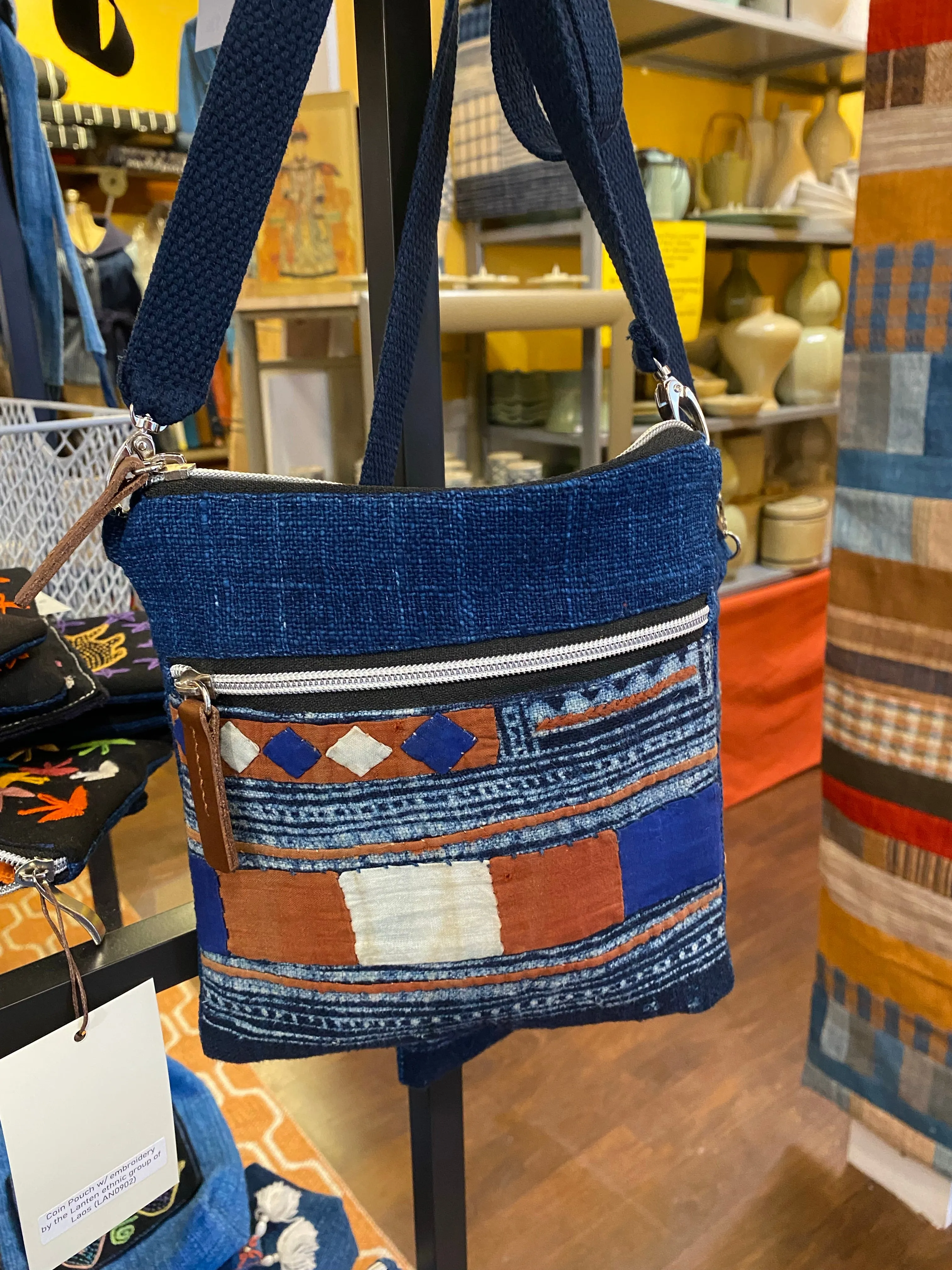 Vintage Hmong Fabric Passport Cross Body
