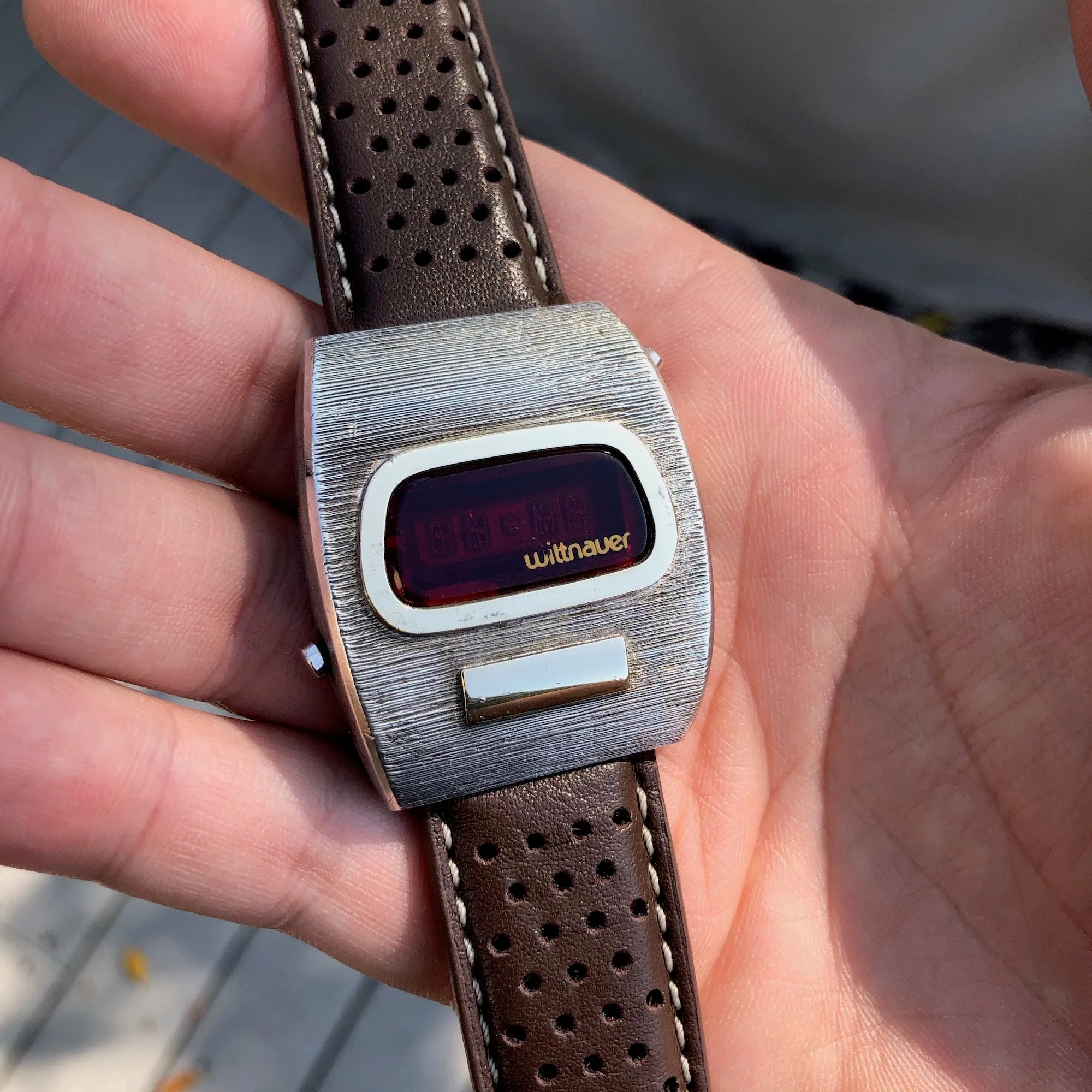 Vintage Wittnauer Polara LED Sterling Silver 14K Gold LED Wristwatch