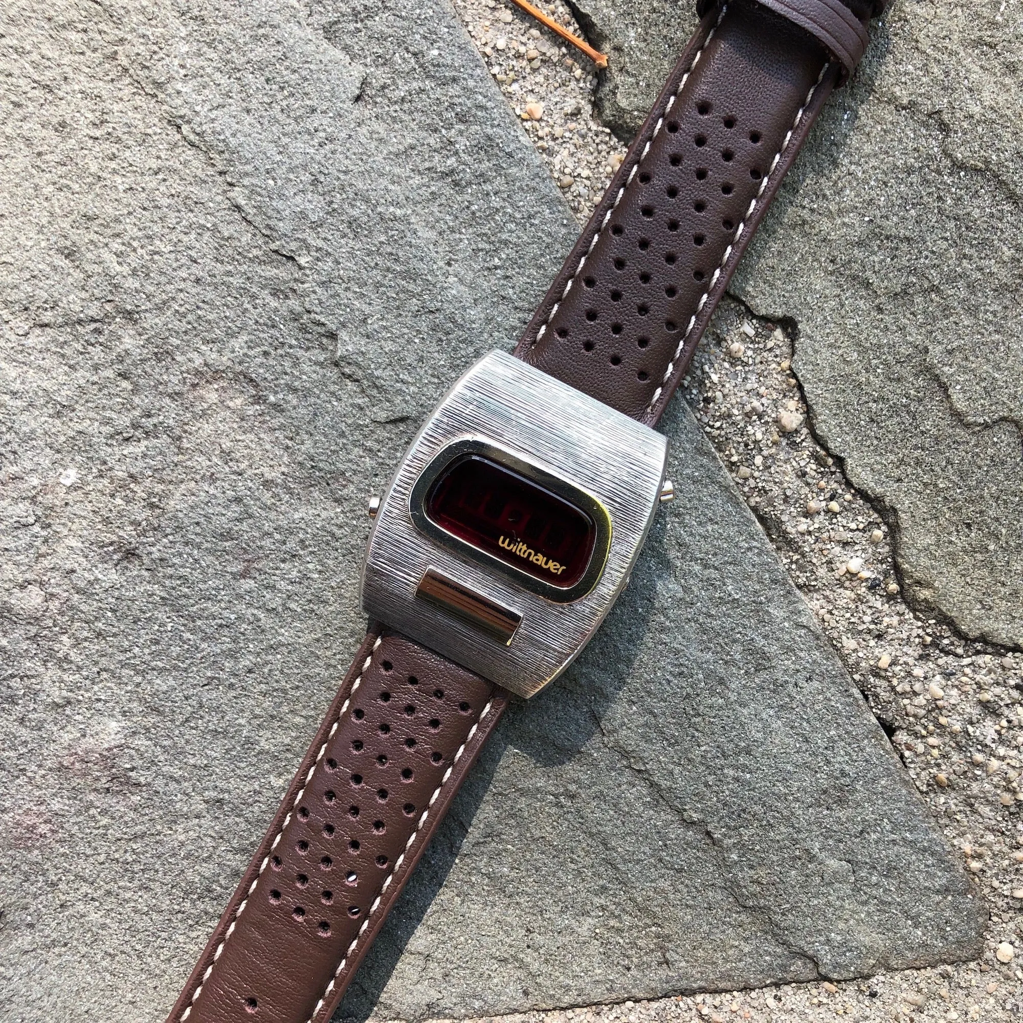 Vintage Wittnauer Polara LED Sterling Silver 14K Gold LED Wristwatch