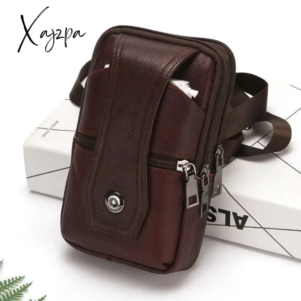 Xajzpa - Men's High Quality PU Waist Bag Business Casual Magnetic Ag Leather Waist Bag Belt Holder For Man Outdoor Sports Running Bags