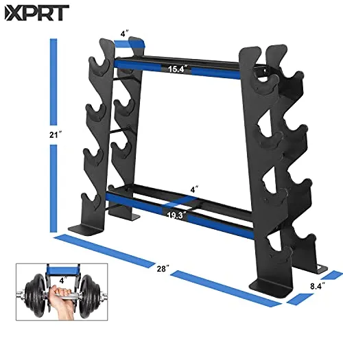 XPRT Fitness Heavy-Duty Dumbbell Rack – Dumbbell Storage Rack, Holds up to 400 lbs. – 2 Tiers Rack, Ideal for 5-30 lbs. Dumbbells – Compact Design, Ideal Home Gym Equipment