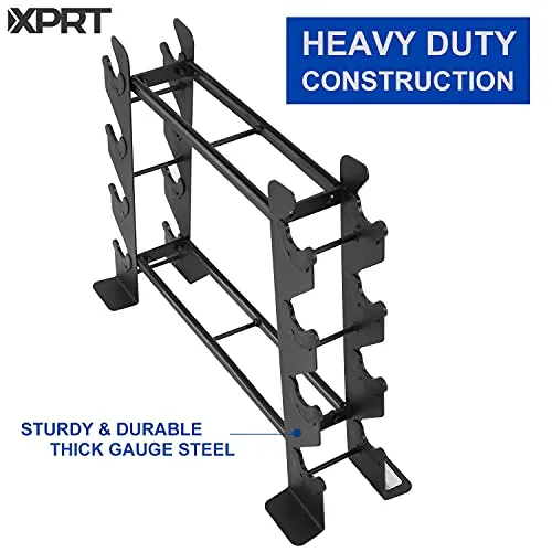 XPRT Fitness Heavy-Duty Dumbbell Rack – Dumbbell Storage Rack, Holds up to 400 lbs. – 2 Tiers Rack, Ideal for 5-30 lbs. Dumbbells – Compact Design, Ideal Home Gym Equipment