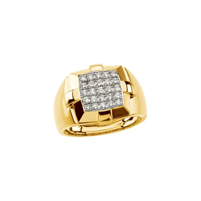 Yellow Gold Diamond Cluster Ring