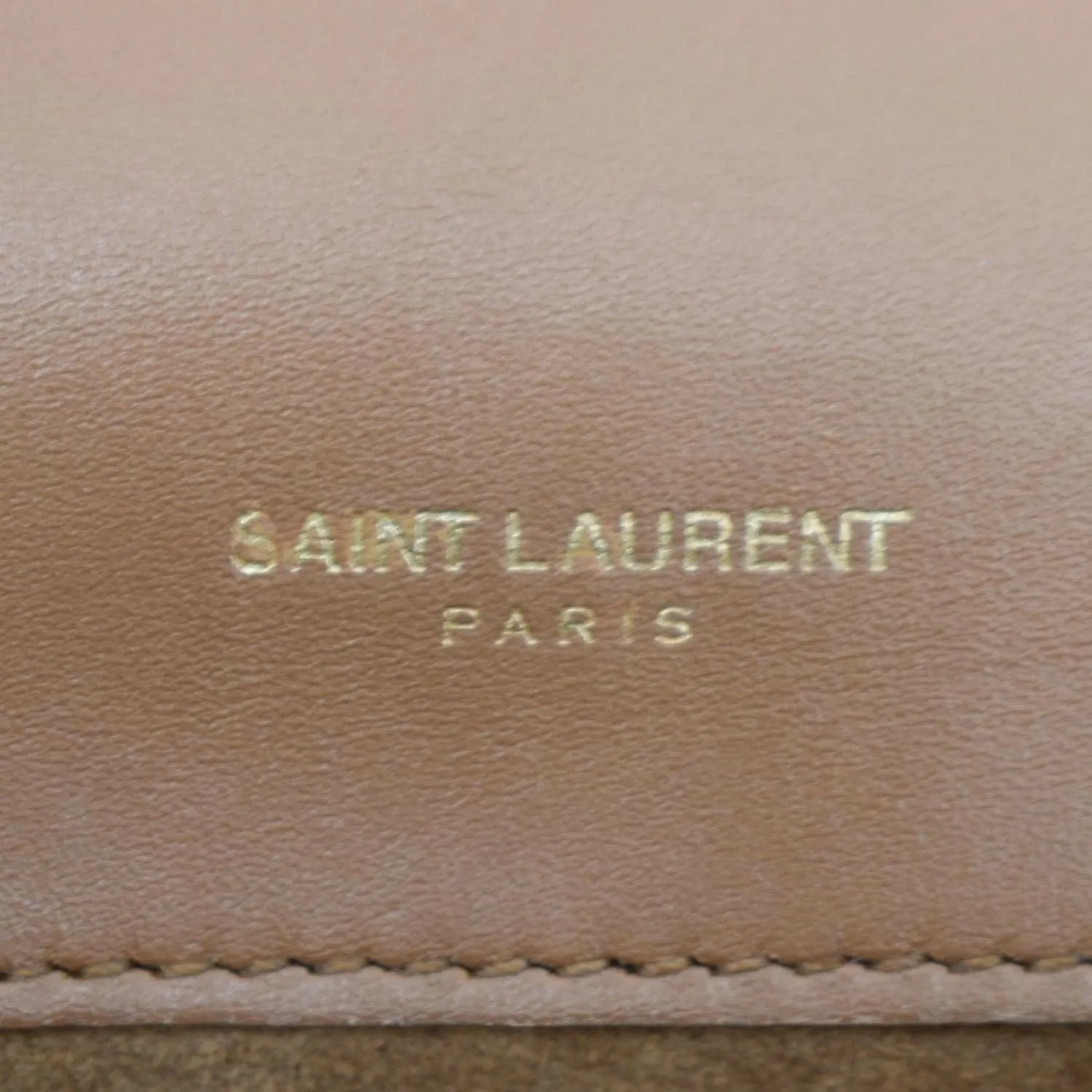 YVES SAINT LAURENT Kate Leather Chain Clutch Crossbody Bag Tan
