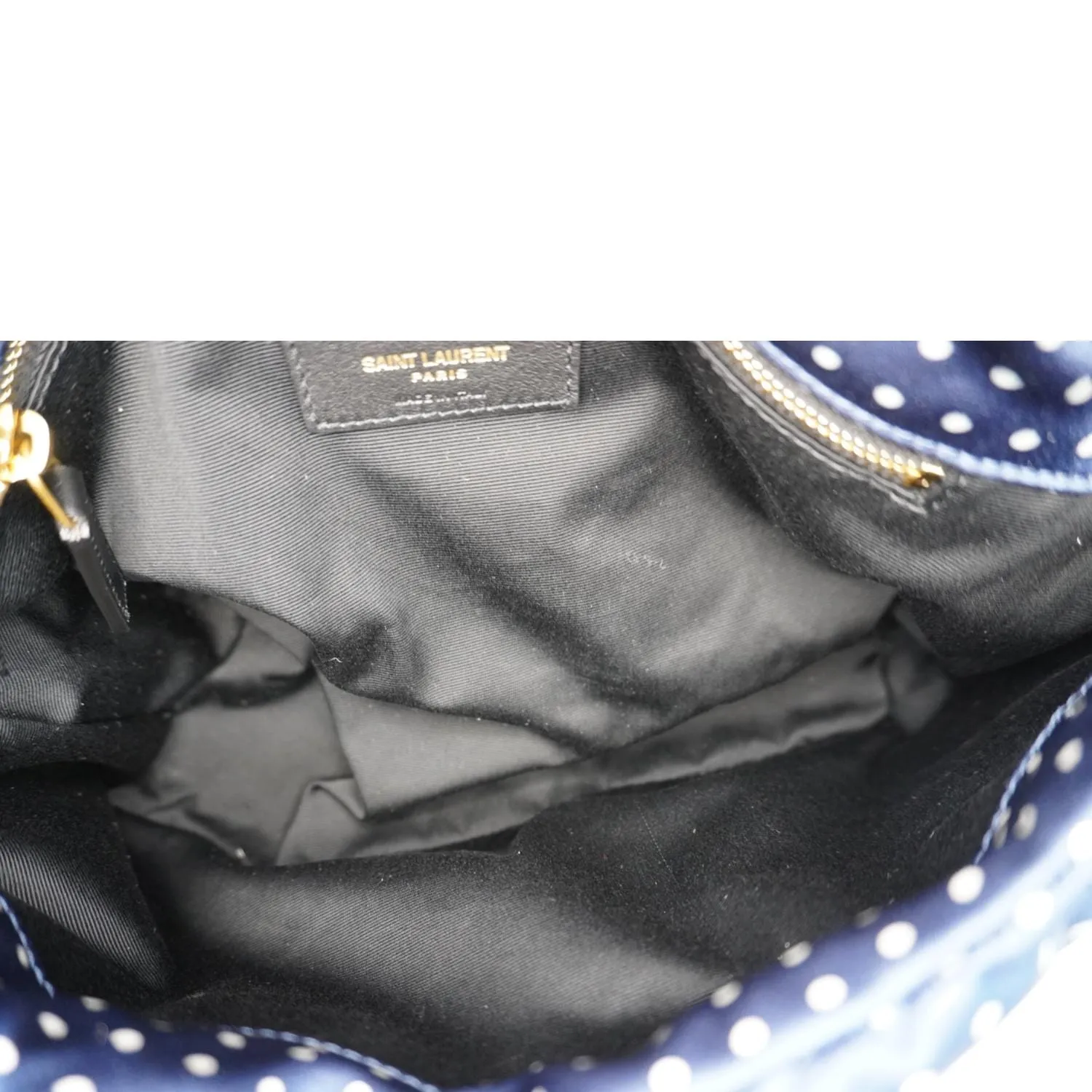 YVES SAINT LAURENT Loulou Puffer Polka Dots Canvas Crossbody Bag Blue