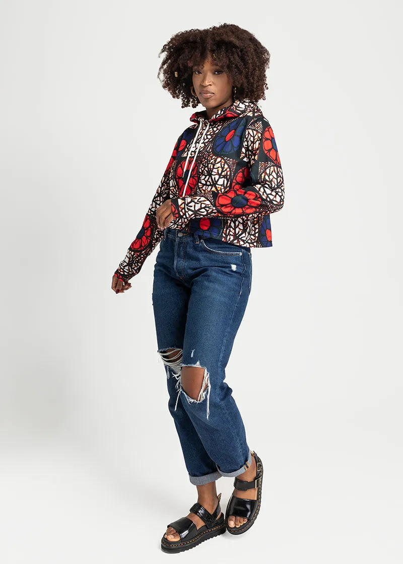Zobia African Print Women's Cropped Hoodie