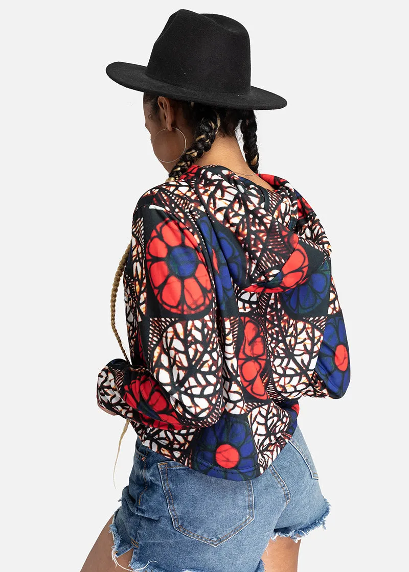 Zobia African Print Women's Cropped Hoodie