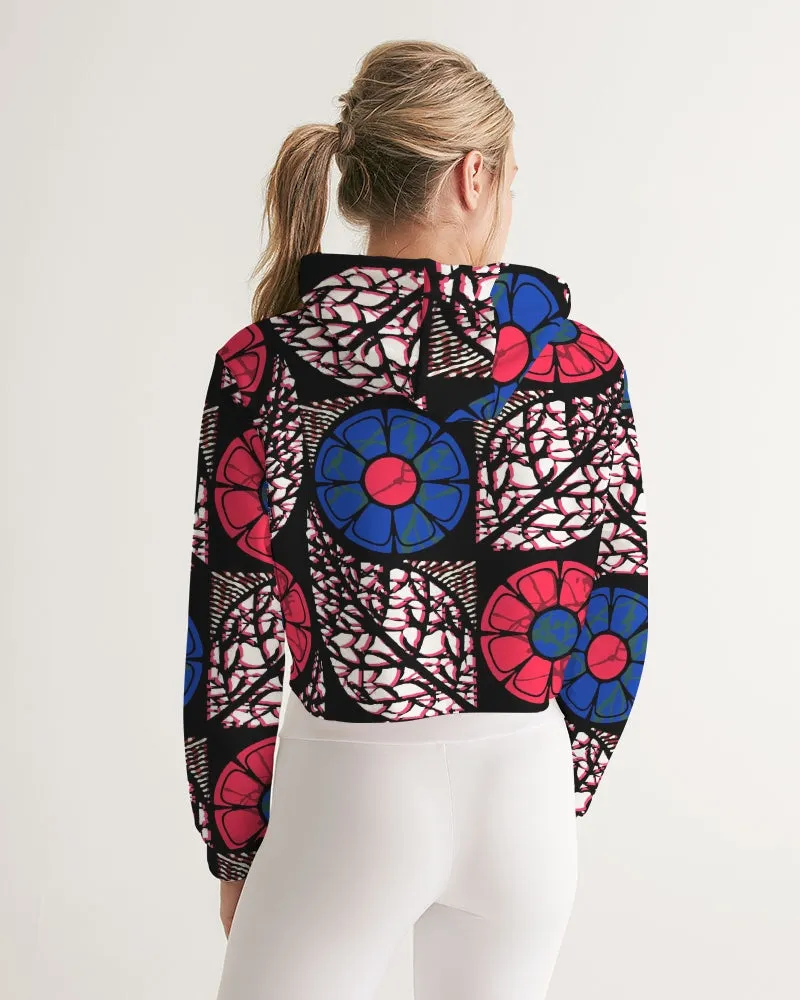 Zobia African Print Women's Cropped Hoodie