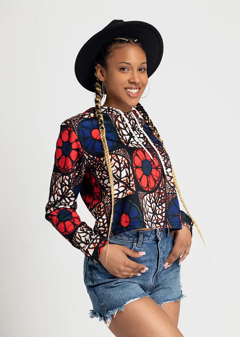 Zobia African Print Women's Cropped Hoodie