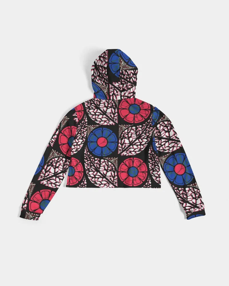 Zobia African Print Women's Cropped Hoodie