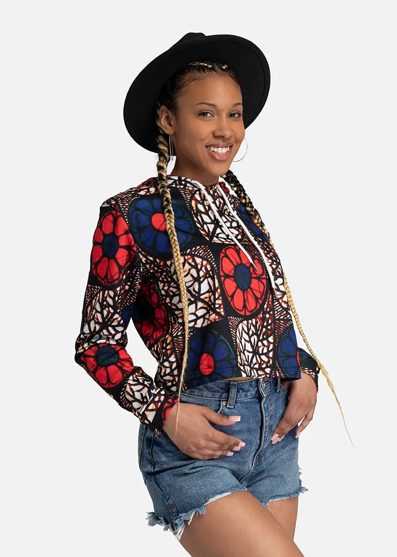 Zobia African Print Women's Cropped Hoodie