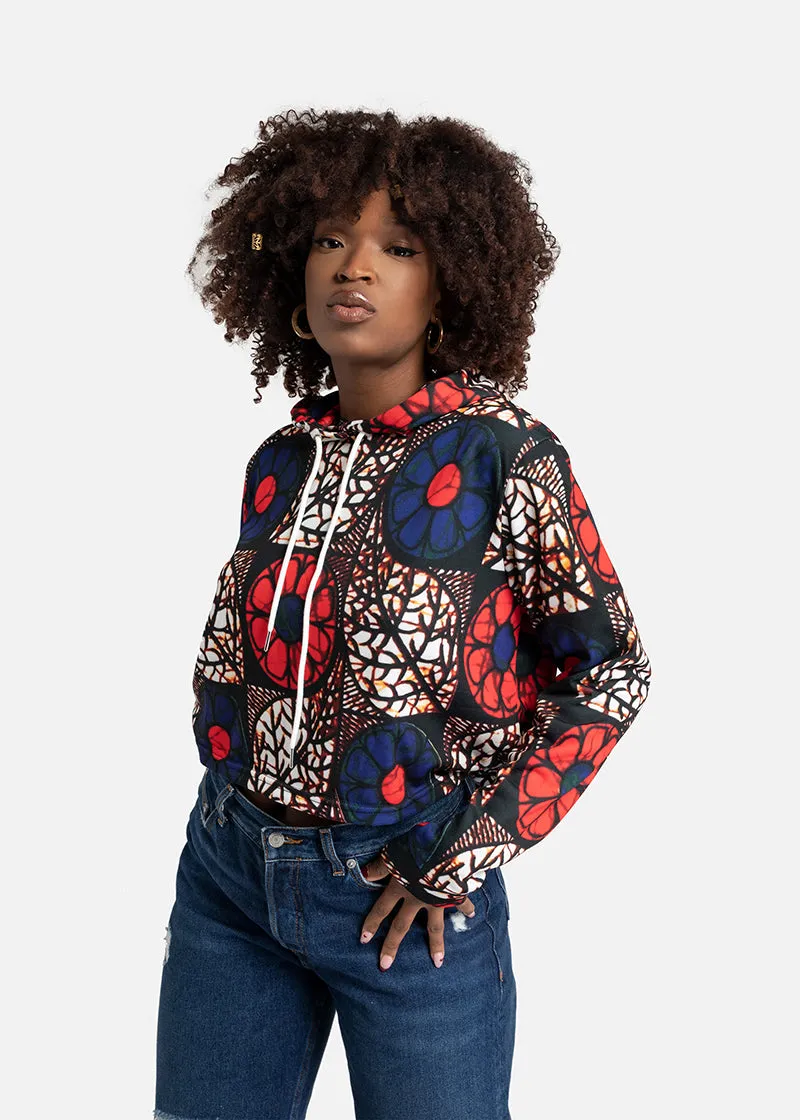 Zobia African Print Women's Cropped Hoodie